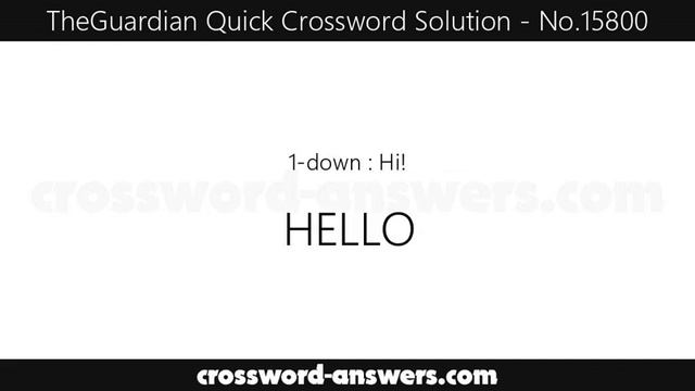 The Guardian Quick Crossword Answers for #15800 смотреть онлайн