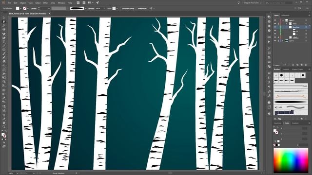 How to draw Birch Trees - Adobe illustrator Tutorial смотреть онлайн