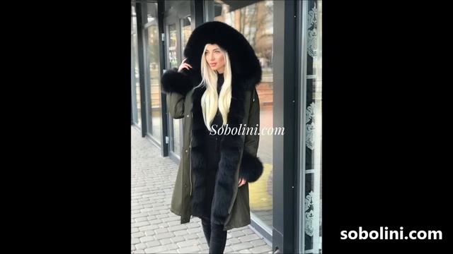 Женская парка с чёрным мехом песца, с отстежкой на жилет, в шоу руме г.Харьков смотреть онлайн
