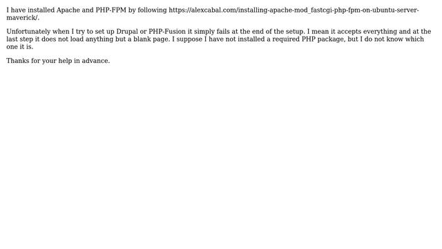 Webmasters: CMS fails at finishing setup with PHP-FPM and Apache, but why? смотреть онлайн