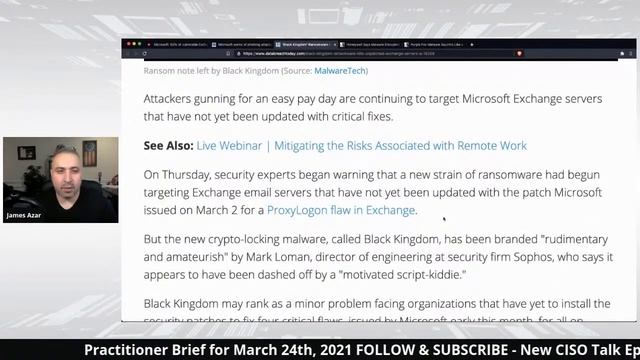 Practitioner Brief March 24th, 2021 - 92% patch rate for Exchange, Purple Fox Malware & More смотреть онлайн