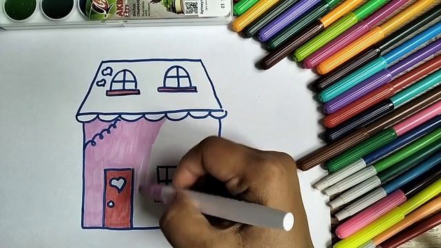 Как рисовать ДОМ. Раскраска для детей. How to draw a HOUSE. Coloring book for children. смотреть онлайн