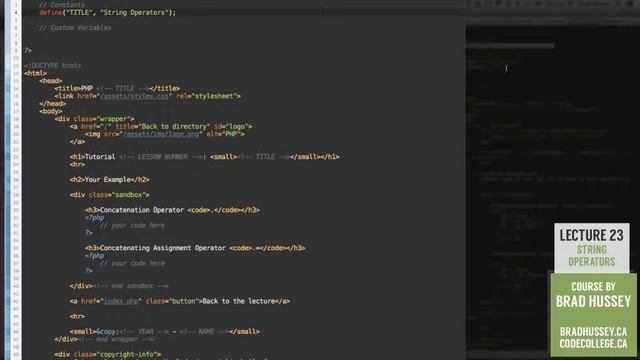 String Operators [#23] Code Dynamic Websites with PHP смотреть онлайн