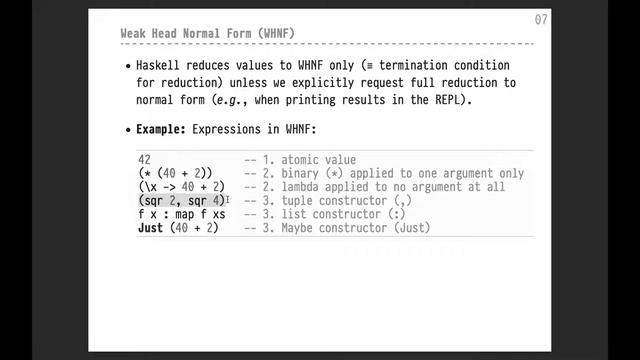 FP — Chapter #04 — Video #009 — Lazy eval, normal order reduction, normal form/WHNF, strictness смотреть онлайн