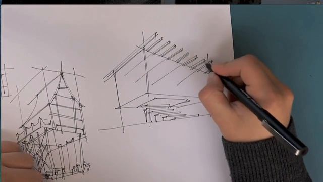 student freehand perspective sketching. смотреть онлайн