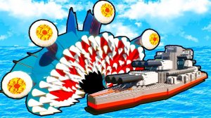 ВЫЖИТЬ НА КОРАБЛЕ ПРОТИВ ЦАРЬ МЕГАЛОДОНА! ЛЕГО ВЫЖИВАНИЕ C ПОЖИРАТЕЛЕМ В БРИК РИГС (Brick Rigs)