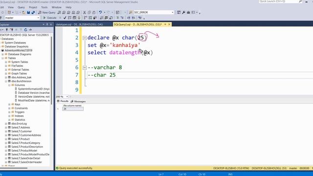 SQL Data Type | String data type | CHAR vs VARCHAR vs NVARCHAR | SQL Tutorial in HIndi смотреть онлайн