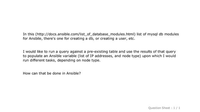MySQL : Running a SELECT Query with an Ansible Task смотреть онлайн