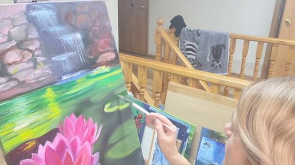 Картина Розовый Лотос по Ольге Базановой🪷🌊