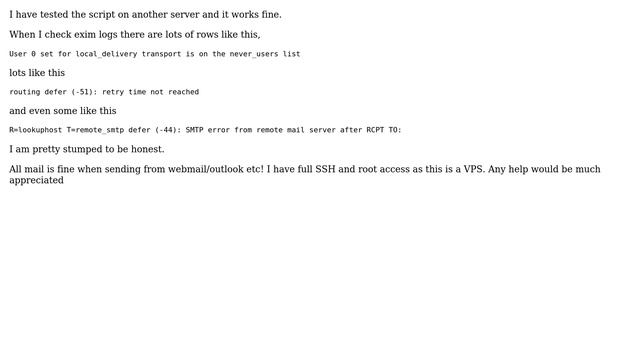 DevOps & SysAdmins: PHP mail() function not working - looks like exim is rejecting for some reason смотреть онлайн