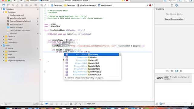 UITableview From JSON URL USING Alamofire Swift 3 смотреть онлайн