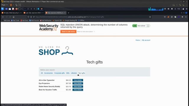 LAB : SQL injection UNION attack, determining the number of columns returned by the query смотреть онлайн