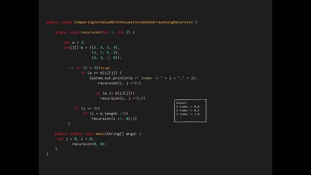 Comparing int Value With Values Inside a 2d Array Using Recursion смотреть онлайн
