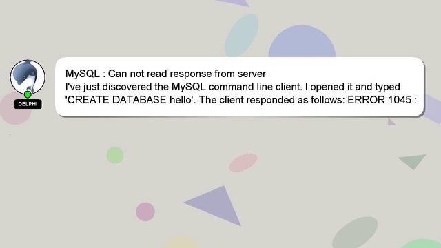 MySQL : Can not read response from server смотреть онлайн