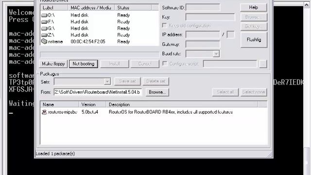 обновление Mikrotik RouterOS с помощью NetInstall