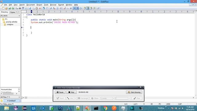 hello world java program in EditPlus & CMD by Ashoka Devara смотреть онлайн