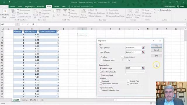 How to do Multiple Regression in Excel 2016 for Windows (Job Commitment Ex.) смотреть онлайн