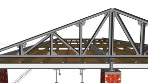Анимация в программе SketchUp. Вариант навеса в металлическом каркасе на три автомобиля