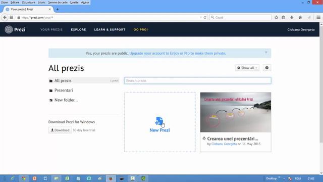 Prezi 1 Crearea contului+Logarea ferestra+Explicatii смотреть онлайн