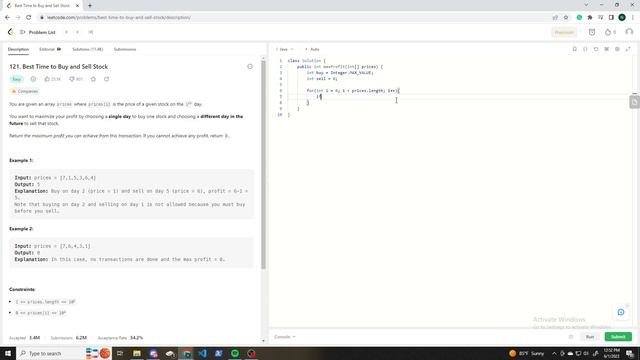 Solving LeetCode Best Time to Buy and Sell Stock Problem - Java смотреть онлайн
