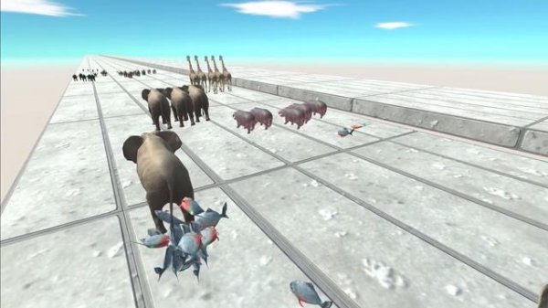 Animal survival race. Escape from the piranha herd! | Animal Revolt Battle Simulator