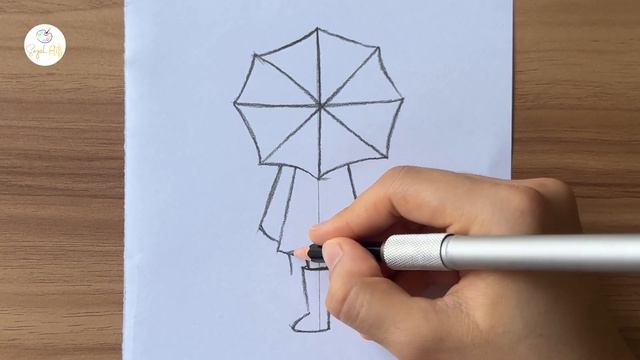 How to draw a girl with umbrella step by step / Easy drawing for girls step by step смотреть онлайн