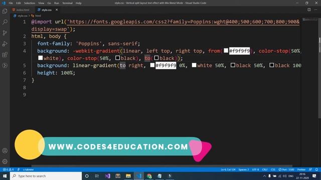 Vertical Split Layout Text Effect With Mix Blend Mode | CSS Blend Mode | Code4Education 2020 ???? смотреть онлайн