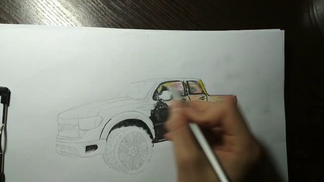 рисунок FORD RAPTOR цветными карандашами/как нарисовать форд раптор смотреть онлайн