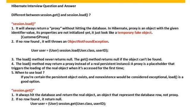 Hibernate Difference between session get and session load смотреть онлайн