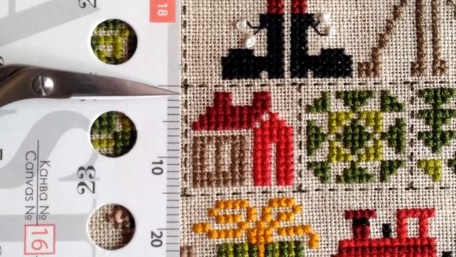 Вышивка крестом - Рождественский пэчворк. Какой каунт у французского льна? Квадратные пяльца смотреть онлайн