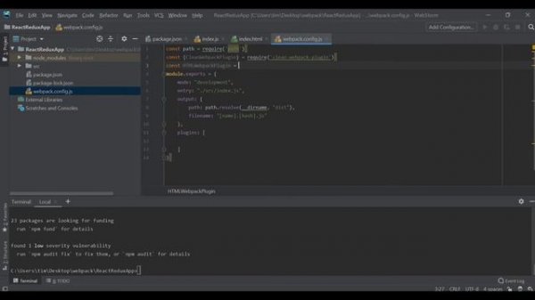 2. React Redux Webpack - базовая настройка Webpack, импорт стилей