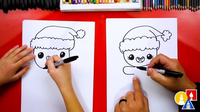 How To Draw A Gingerbread Person With Santa Hat смотреть онлайн