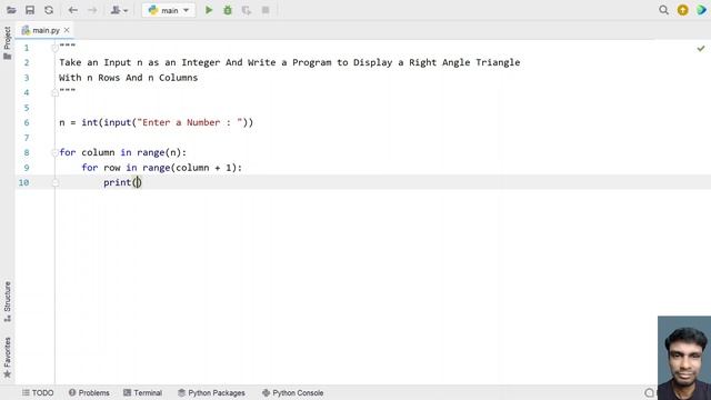 Take an Input n as an Integer And Write a Program to Display a Right Angle Triangle With n Rows And смотреть онлайн