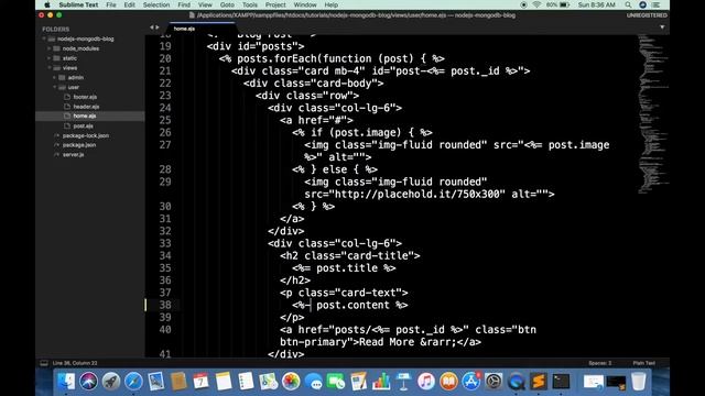 21. Render HTML Tags - Create a Blog in Node JS and Mongo DB смотреть онлайн