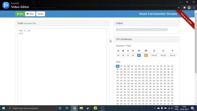 Programação em Assembly utilizando Simple 8-Bit Assembler Simulator (BÁSICO) смотреть онлайн