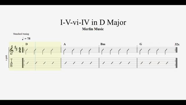 Pop Rock Guitar Backing Track in D Major (75 BPM) смотреть онлайн