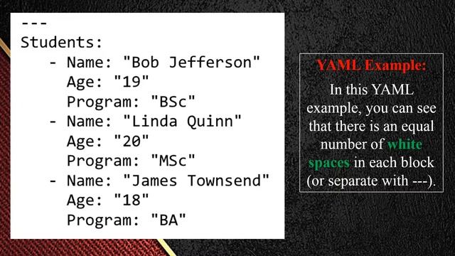 1 1 Compare data formats XML, JSON, and YAML смотреть онлайн