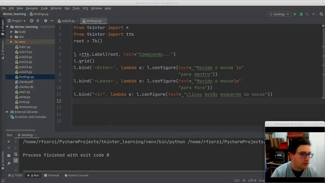 Curso Tkinter - Aula 26 - Processos de bind - Python смотреть онлайн