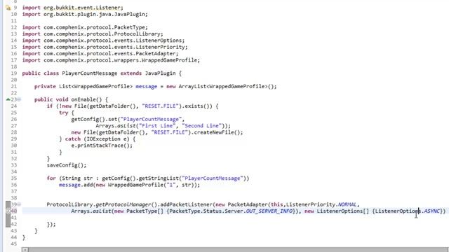 How To Make A Bukkit Plugin: Episode 77 *Player Count Message*