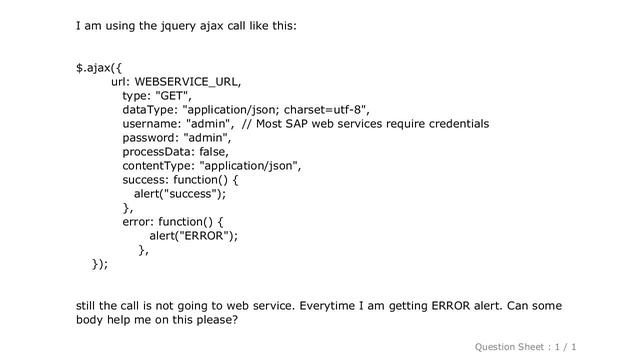 jQuery : how to pass credentials for a webservice using jquery ajax call? смотреть онлайн
