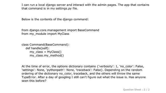 Django : Django command throws TypeError: handle() got an unexpected keyword argument смотреть онлайн