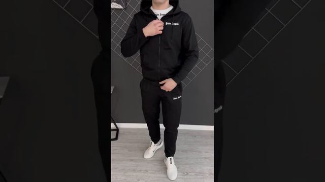 Мужской черный спортивный костюм Palm Angels на змейке осень-весна смотреть онлайн