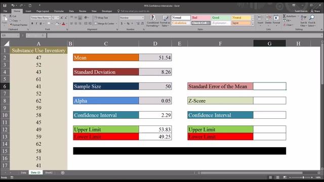 95% Confidence Interval in Excel using CONFIDENCE.NORM and Standard Error of the Mean смотреть онлайн