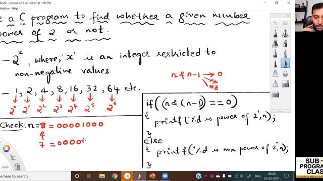 Finding Whether A given Number Is A Power Of 2 Or Not | C-Programming Interview Question And Answer смотреть онлайн