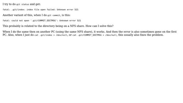 git status: fatal: .git/index: index file open failed: Unknown error 521 смотреть онлайн