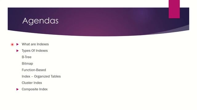 Oracle SQL Performance Tuning Day 4 - Types Of Indexes - Agenda смотреть онлайн