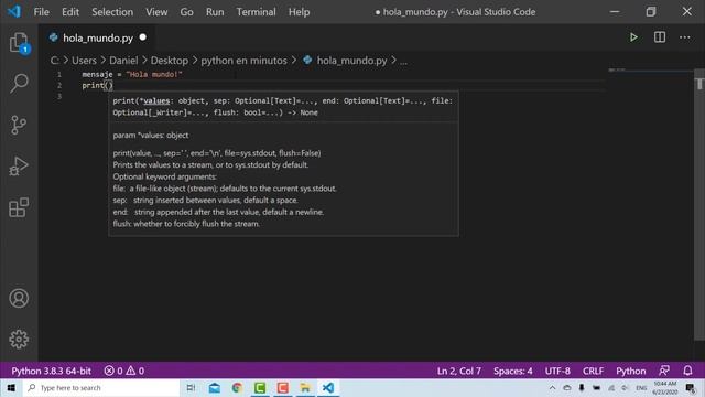 Variables en Python 3.8 смотреть онлайн
