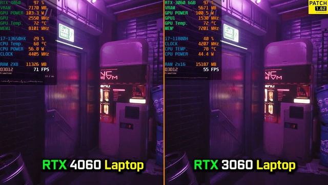 RTX 4060 Laptop vs RTX 3060 Laptop - Cyberpunk 2077 Ultra settings, DLSS, 1440p смотреть онлайн