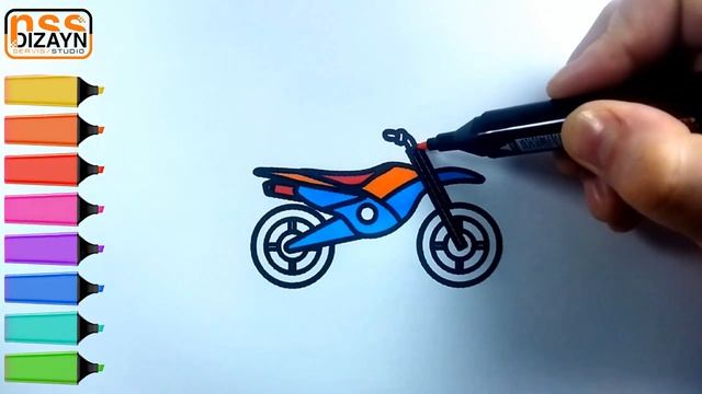 Рисуем картину мотоцикл для детей | Drawing motorbike picture for kids Art of drawing смотреть онлайн
