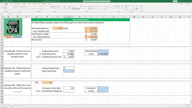 Cost Accounting In Excel - CVP Analysis